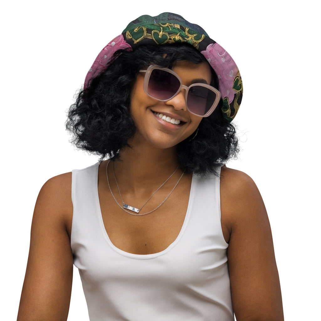 Hydrangeas of the Heart/ orange leaves - Reversible bucket hat - Glow N Flow Studio 777