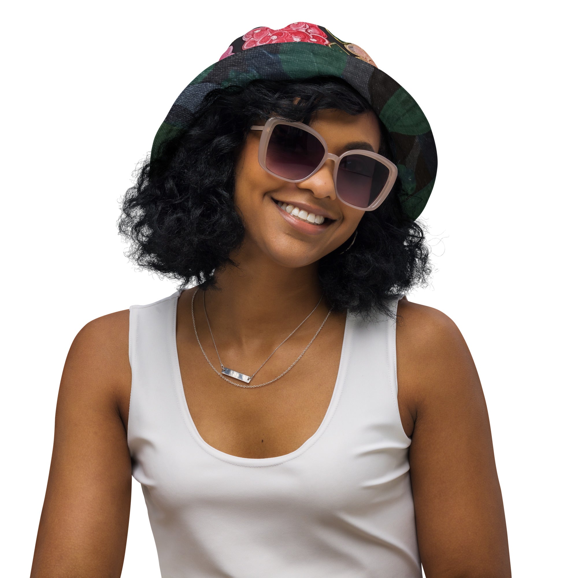 Hydrangeas of the Heart/ orange leaves - Reversible bucket hat - Glow N Flow Studio 777