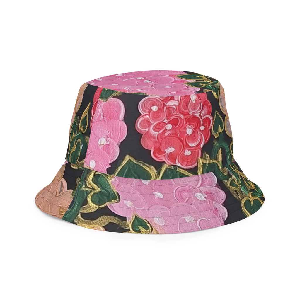 Hydrangeas of the Heart/ orange leaves - Reversible bucket hat - Glow N Flow Studio 777