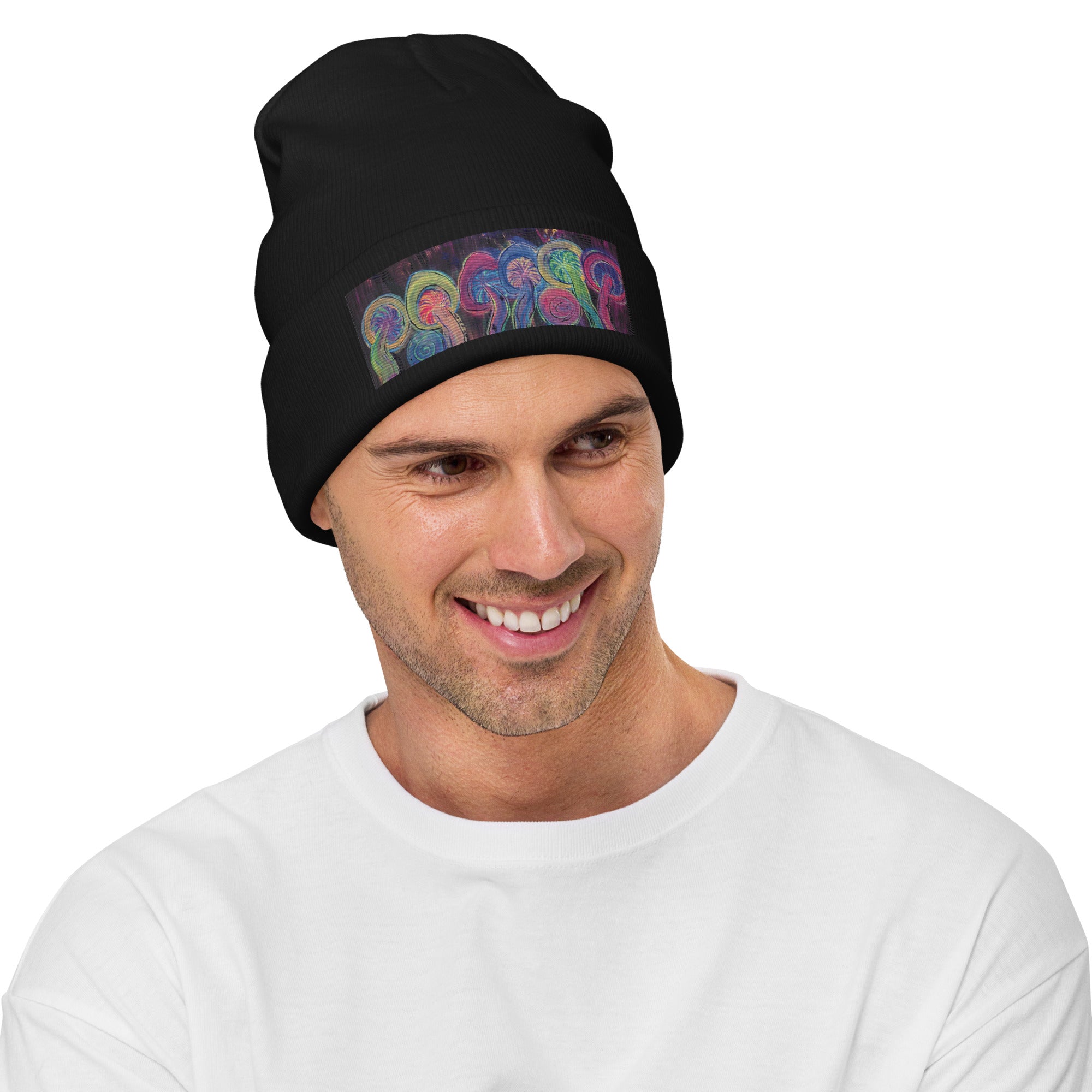 Dancing Fungi - Embroidered Beanie - Glow N Flow Studio 777