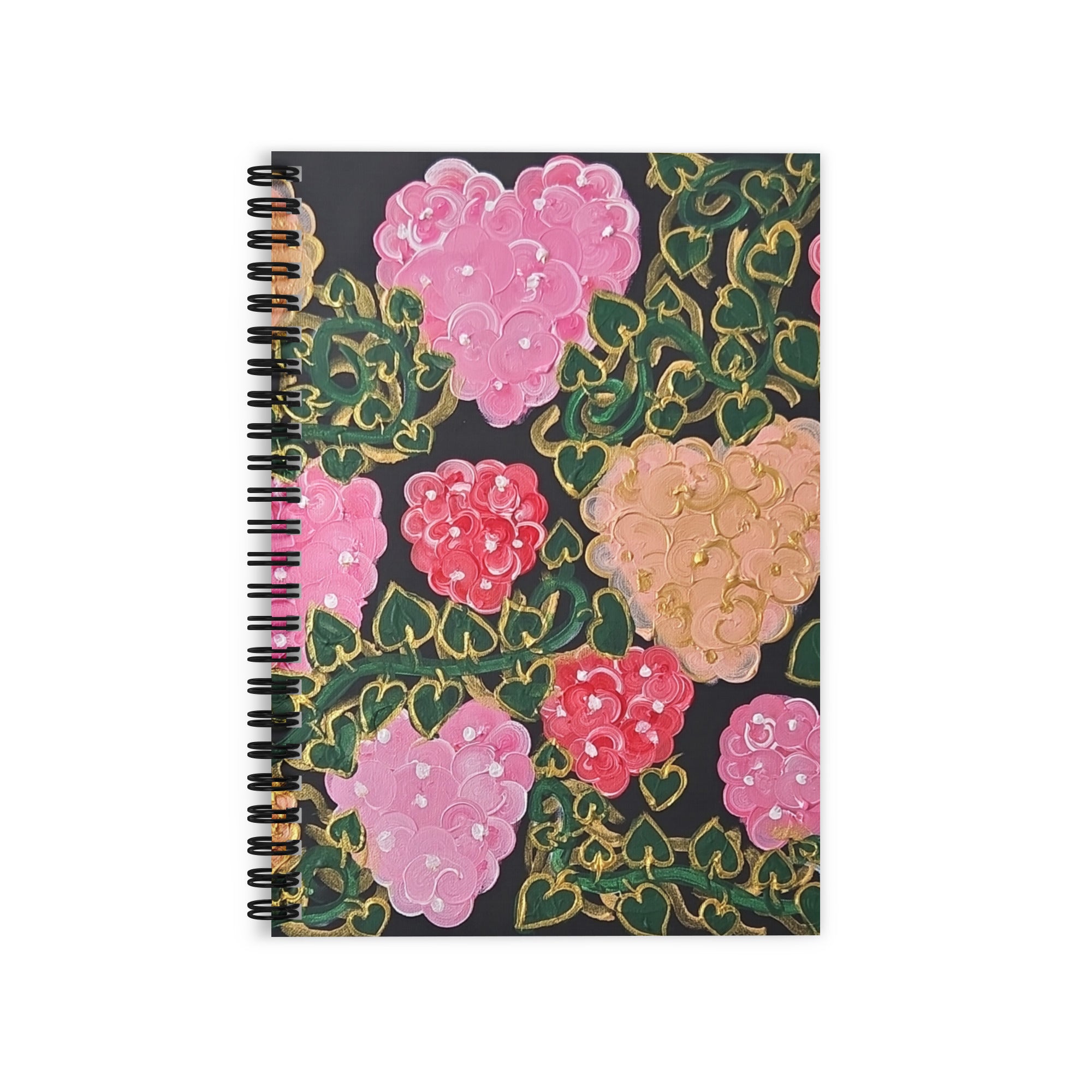 Hydrangea of the Heart - Ruled Line Spiral Notebook - Glow N Flow Studio 777