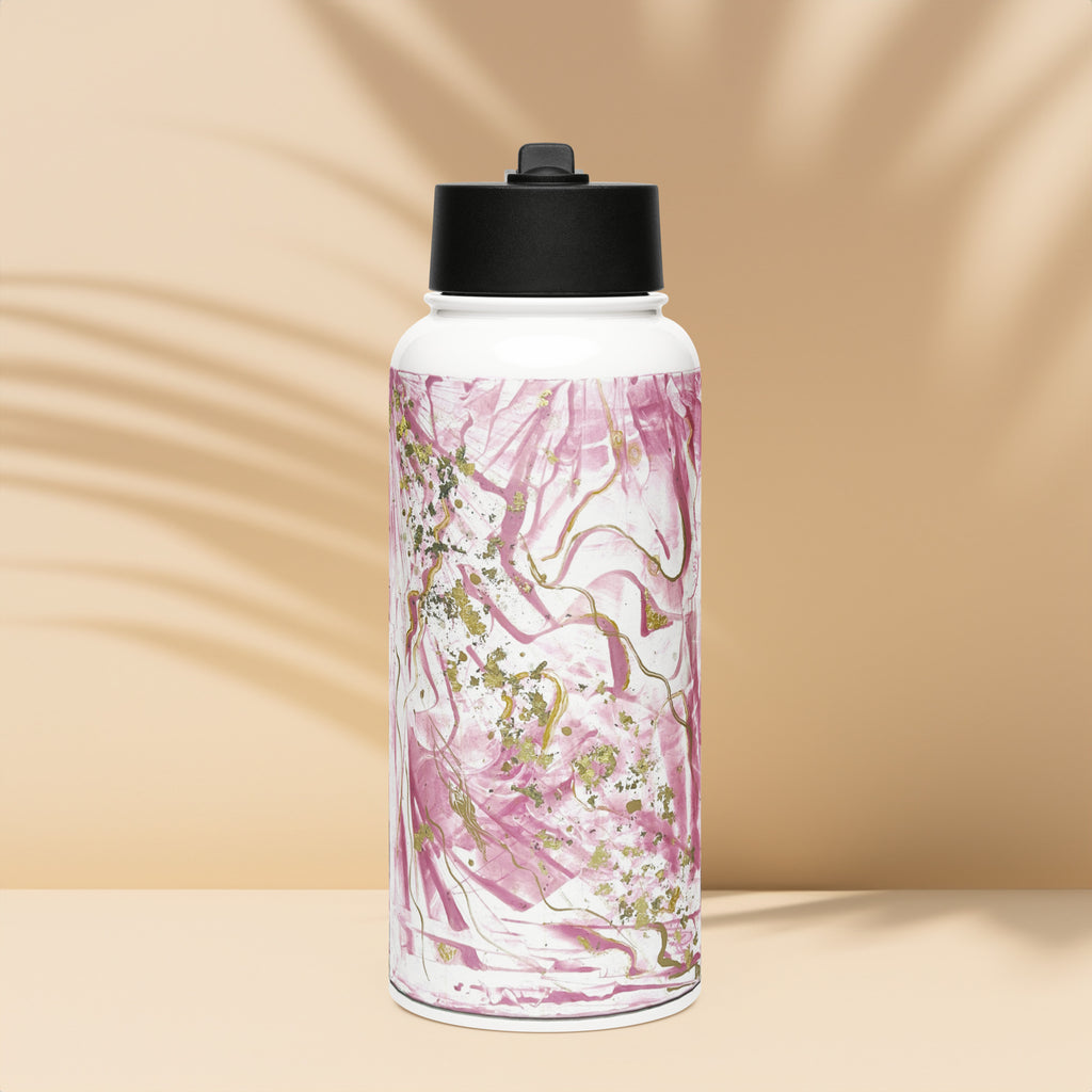 Golden unraveling - Stainless steel water bottle with a straw lid - Glow N Flow Studio 777